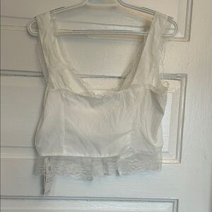 White Lace Trim Tank Top